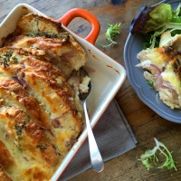 Savoury bread & butter pudding