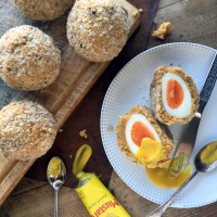 Baked chickpea scotch eggs