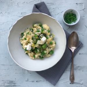 Asparagus, pea and goats cheese risotto Final