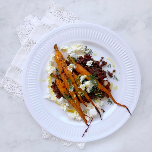 Harissa carrot & lentil salad