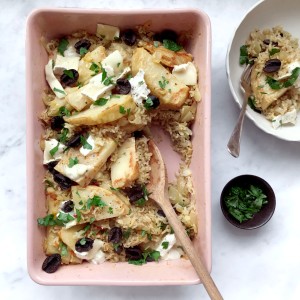 Celeriac baked rice with goats cheese